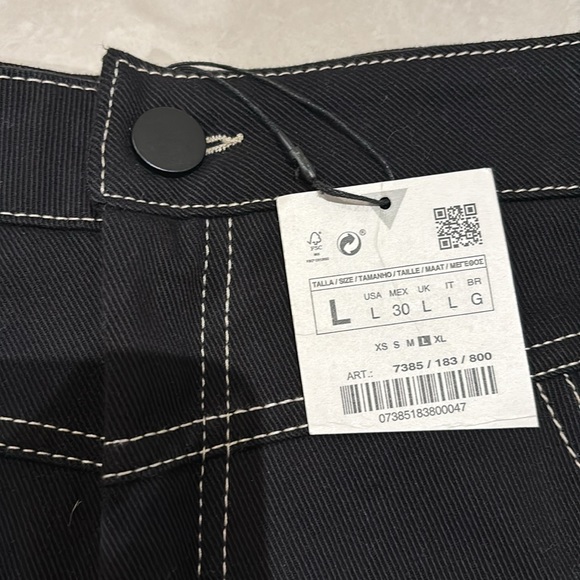 Zara black skirt with white stitching NWT - Picture 2 of 4